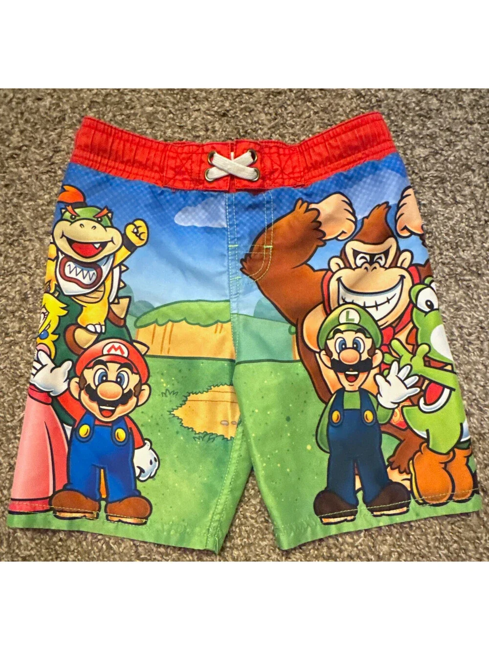 Boys XS Super Mario Swim Trunks Multicolor Graphic Print Lined Drawstring [COPY]